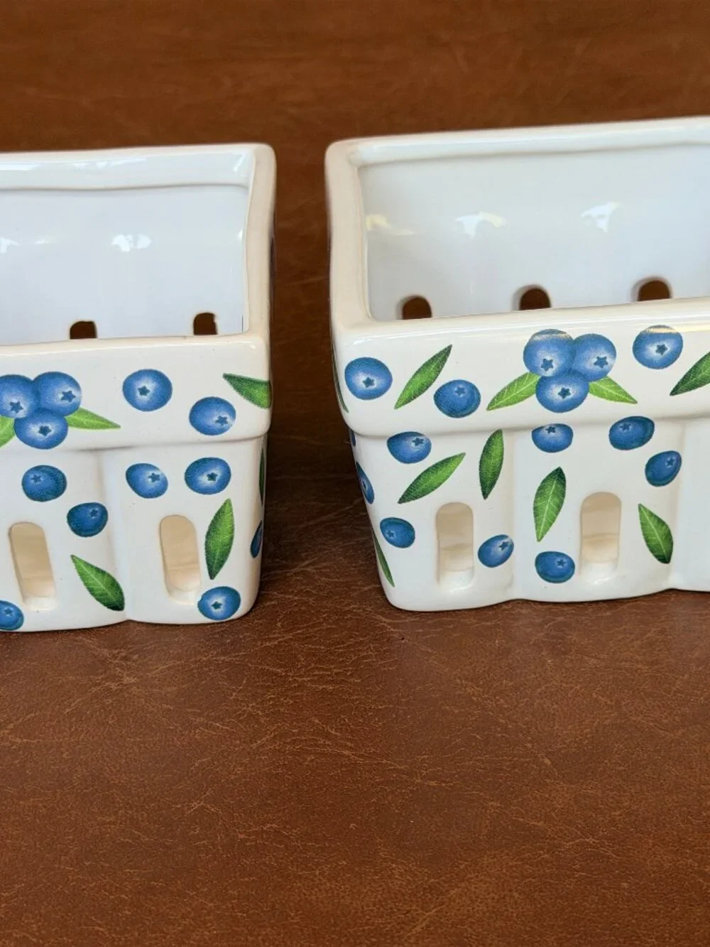Ceramic Berry Baskets Blueberry Fruit Set of 2